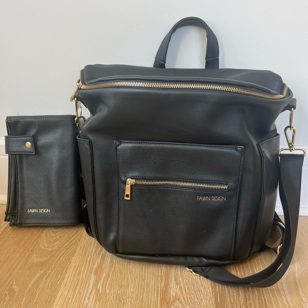 original fawn design black diaper bag